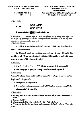 Đề thi học sinh giỏi cấp trường năm học 2014-2015 môn thi Toán 6 - Trường Thcs Liêm Túc (Đề 2)